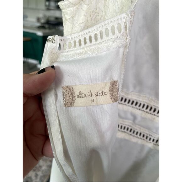 Altard State Maxi‎ Dress Women M White Boho Lace Bridal Bridesmaid Backless - Picture 11 of 15